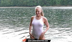 Lara CumKitten - Teach take bikini - Notgeil posing plus jerking off at the lake