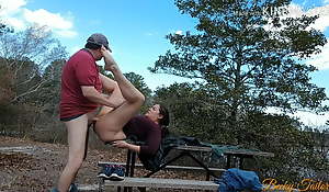 Amateur fit together fucked and creampied on public picnic go aboard